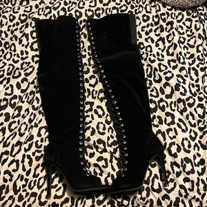 Sexy Thigh High Suede Lace Up Boots! Elastic Band & Zipper! Size 9